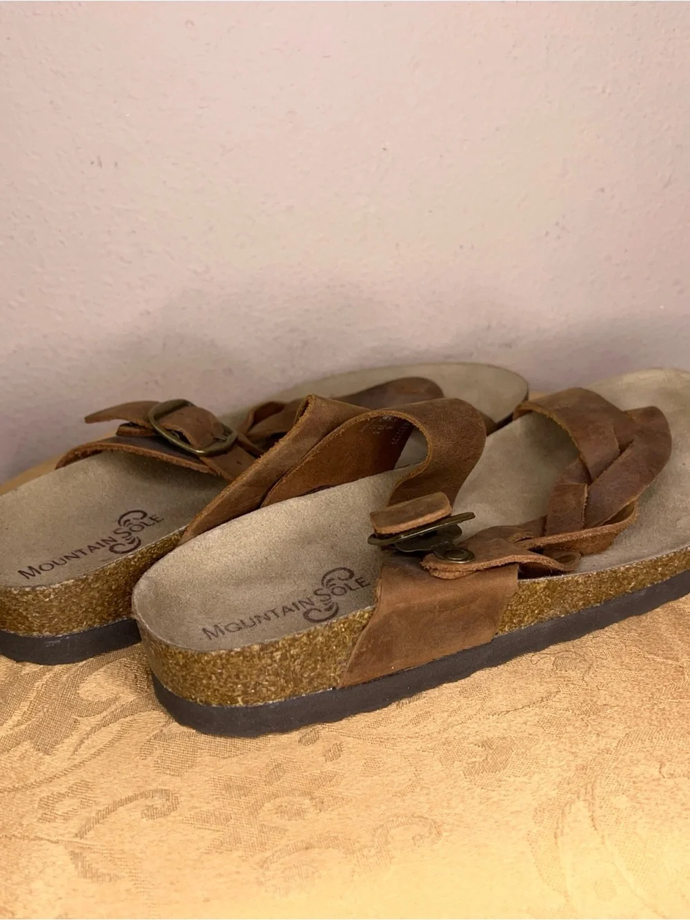 Size 8 Womens Mountain Some Brown Leather Sandals Braided Hippie Beach Boho